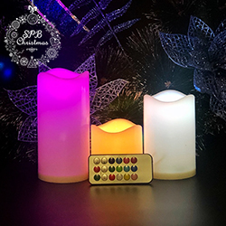 Набор светодиодных свечей на батарейках (3 свечи: 75мм, 110мм, 150мм, RGB, ПДУ)